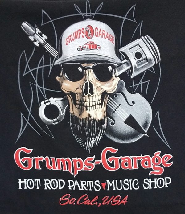 Grumps Skull With Fiddle/Piston Black Shirt