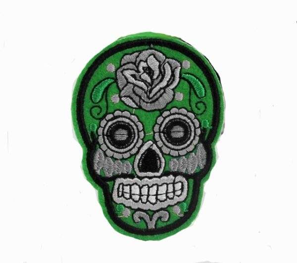 Hot Rod Girls Flower Sugar Skull Patch Green