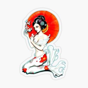 Koi Mermaid Pin-Up Sticker