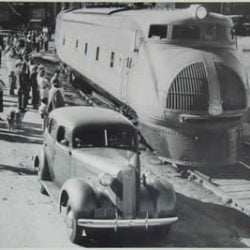 Union Pacific Train With 1936 Pontiac