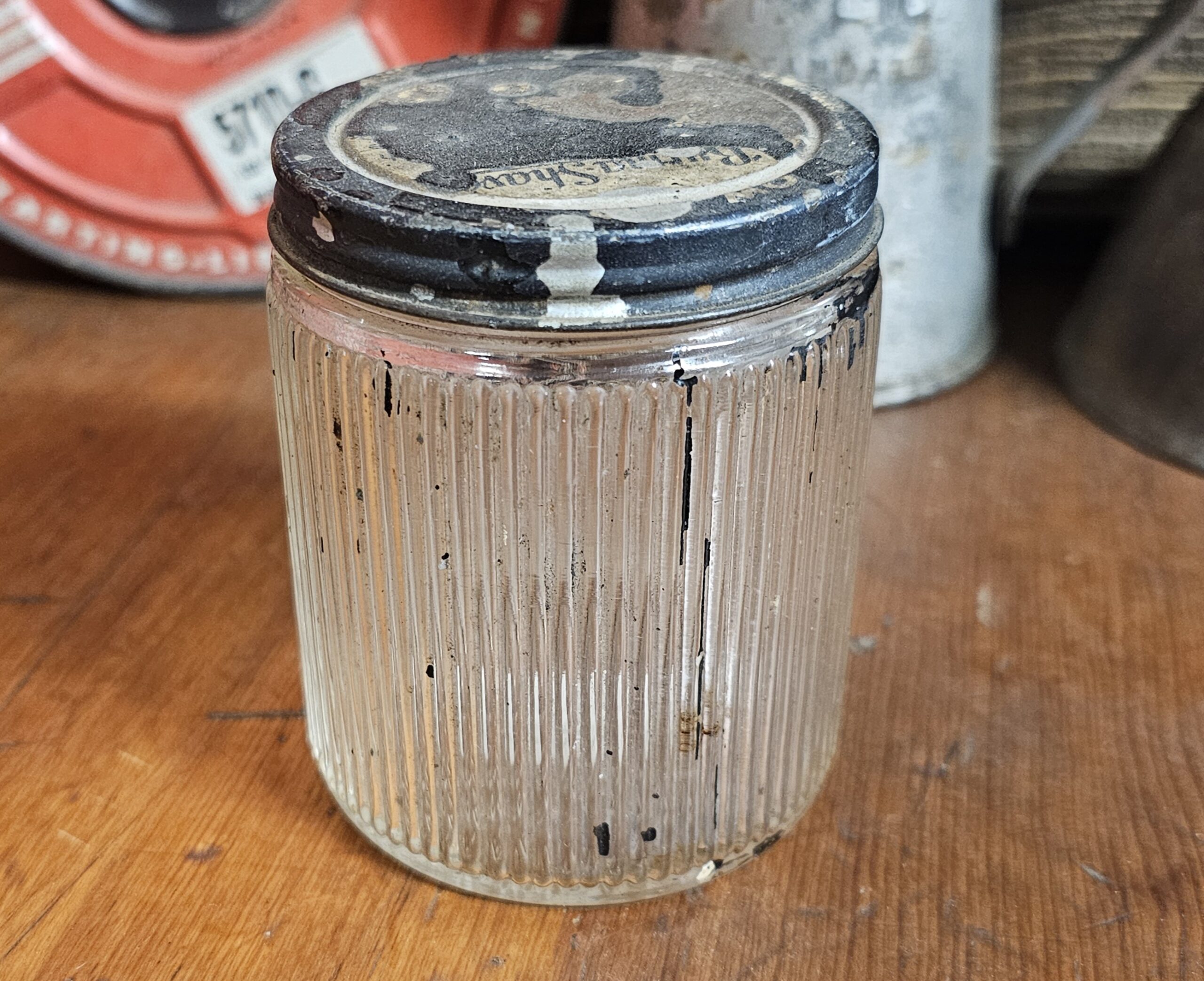 Burma-Shave Ribbed Glass Jar Back