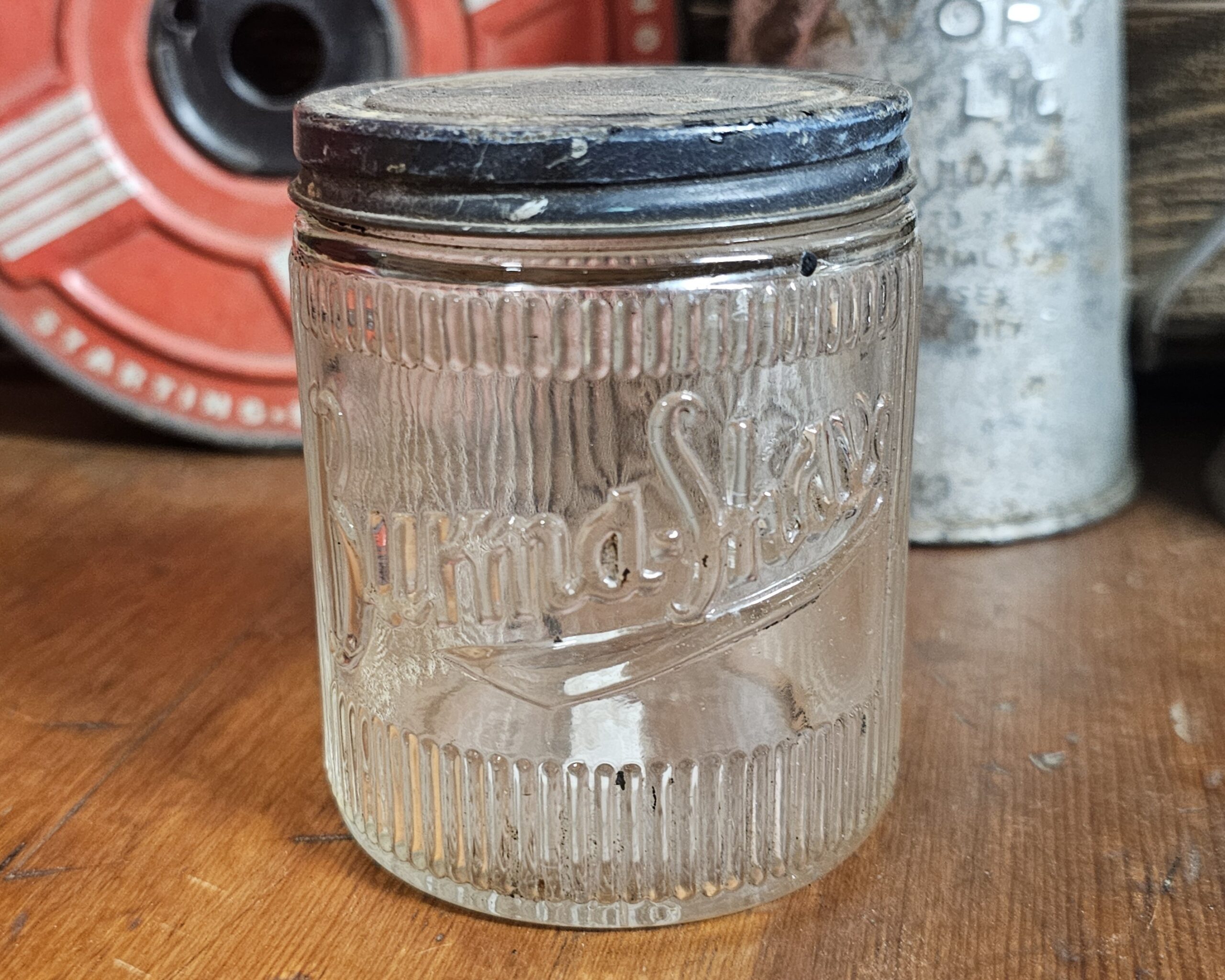 Burma-Shave Ribbed Glass Jar