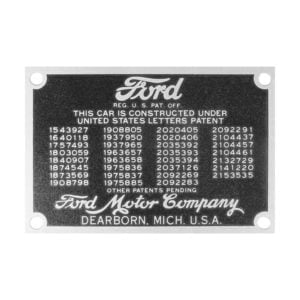 1940-48 Patent Data Plate