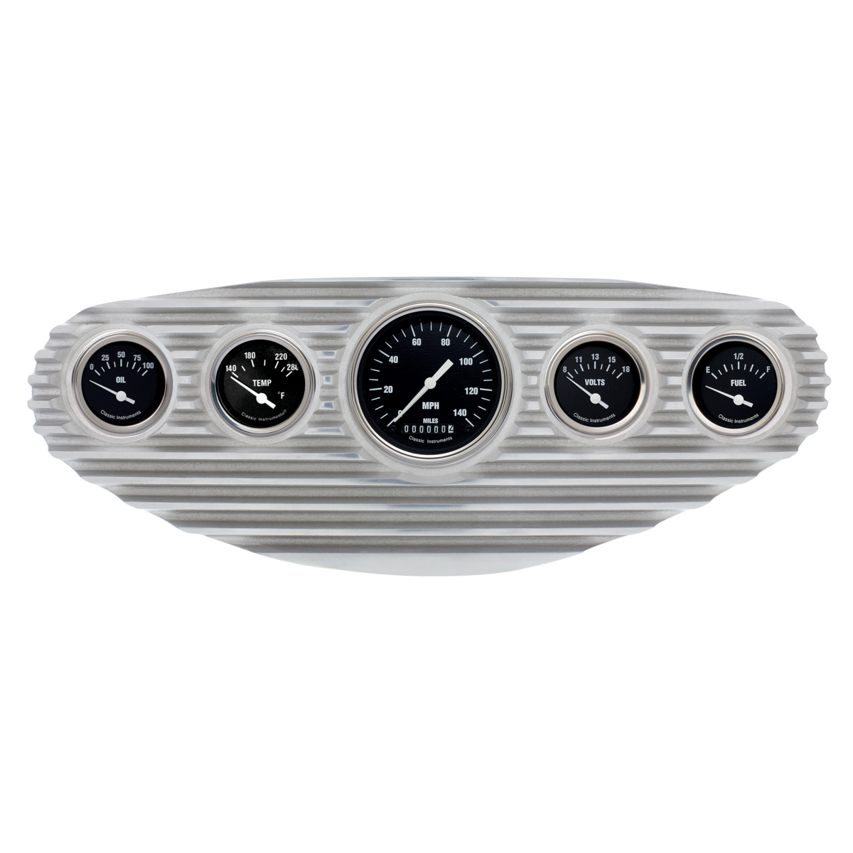 Finned 5-Gauge Dash Panel, Aluminum - Image 2