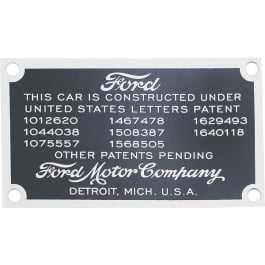 1928-31 Patent Data Plate