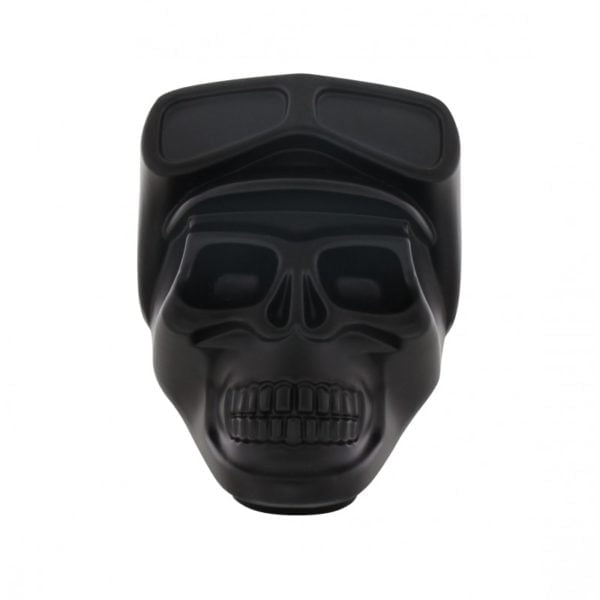 Skull Pilot Shift Knob, Black Aluminum Front