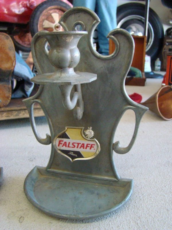 Vintage Falstaff Beer Advertising Candle Holders Left