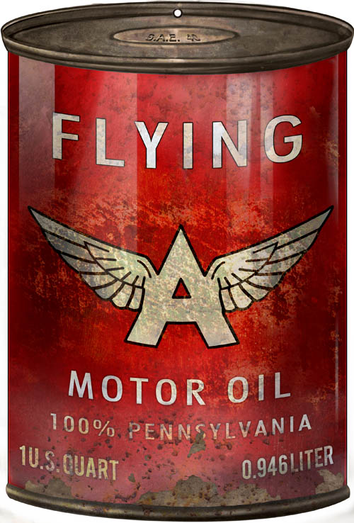 Vintage Flying A Motor Oil Can Cutout