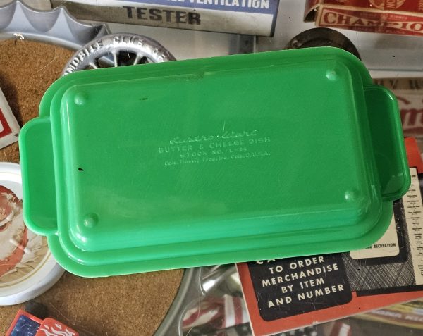 Lustro-Ware Butter Cheese Dish Green Mfg. & Stock Number