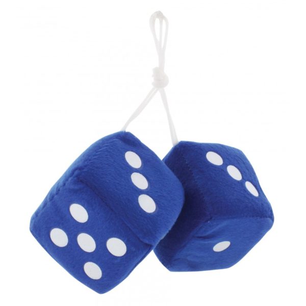 3" X 3" Fuzzy Dice Blue