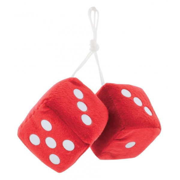 3" X 3" Fuzzy Dice Red