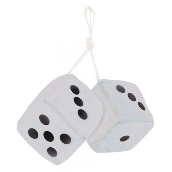 3" X 3" Fuzzy Dice White