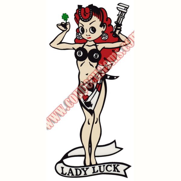 Lady Luck Red Head Water Slide Decal