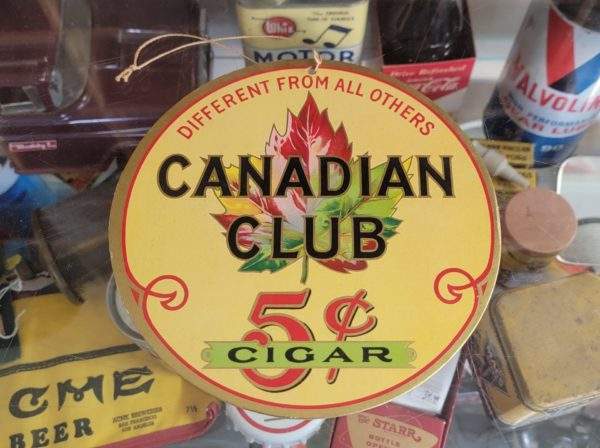 1930s CANADIAN CLUB 5 Cent Cigar Cardboard Double Sided Fan Pull