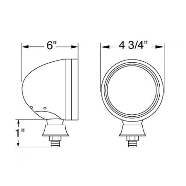 Fog Lamp, Teardrop Dimensions