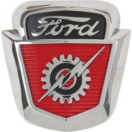 1953-56 Front Hood Emblem Chrome Black Red 