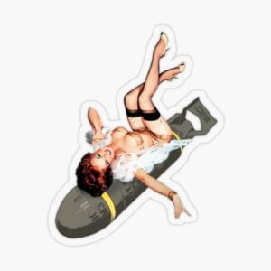 Airplane Bomber Style Pin-Up Artwork Sticker WWII