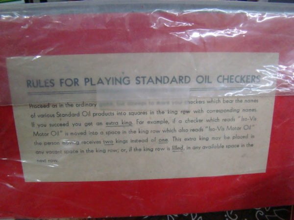 Standard Oil Company Complimentary Checkers Game Instructions