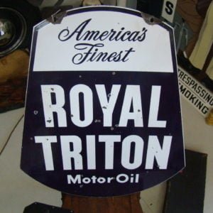 Union Royal Triton Motor Oil Double Sided Porcelain Sign