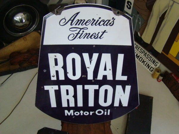 Union Royal Triton Motor Oil Double Sided Porcelain Sign