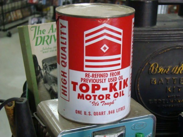 Top-Kik Motor Oil Cardboard Display Can