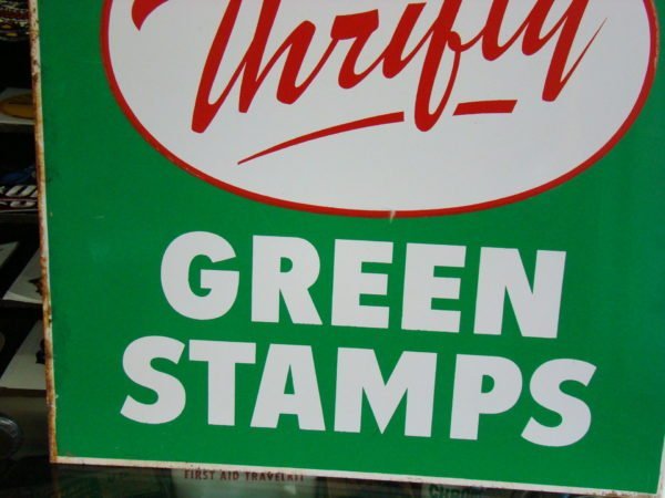 Thrifty Green Stamps Flange Sign Back Bottom