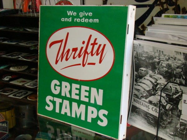 Thrifty Green Stamps Flange Sign Back