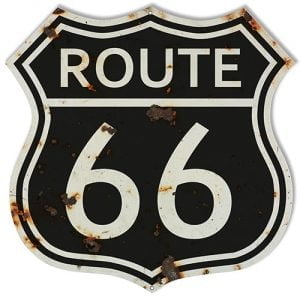 Route 66 Black Shield Aged Reproduction Sign