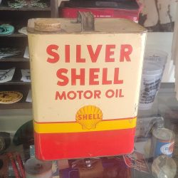 Silver Shell Motor Oil Can Two Gallon