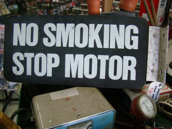 No Smoking, Stop Motor Flange Sign Back