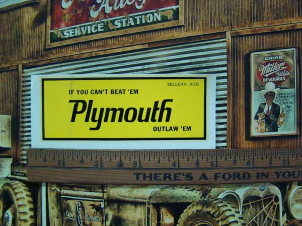 Vintage Original 1960s Plymouth – Water Slide Decal