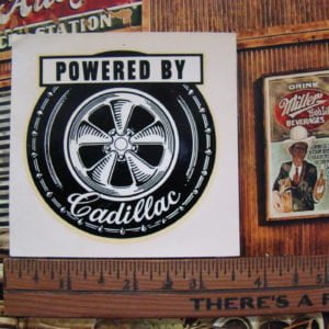 Original 1960s Powered By Cadillac – Water Slide Decal