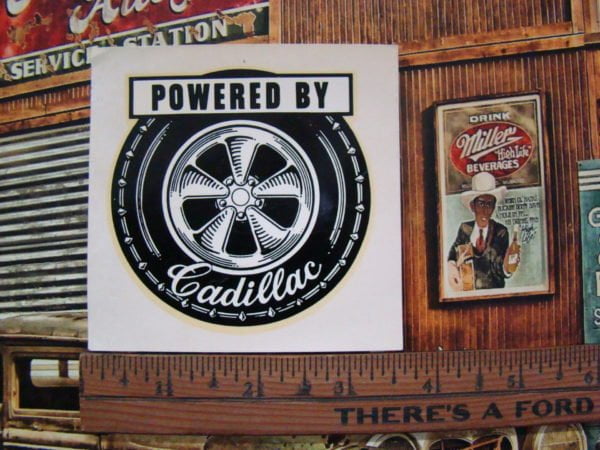 Original 1960s Powered By Cadillac – Water Slide Decal