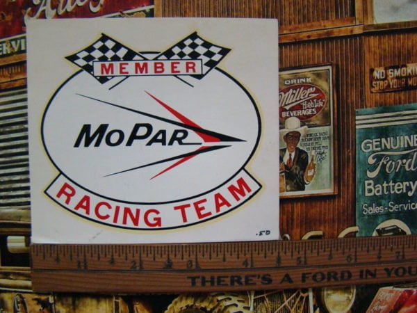 Original 1960s Member Mopar Racing Team – Water Slide Decal