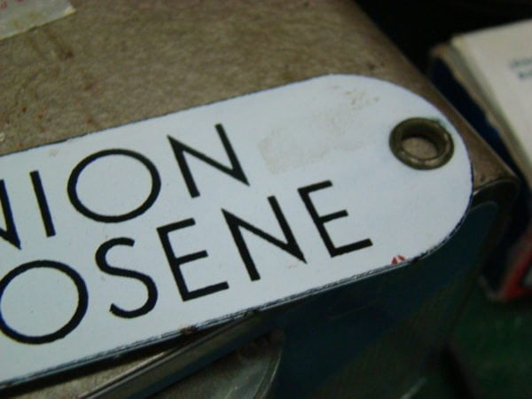 Union Oil Porcelain Kerosene Tag Rivet