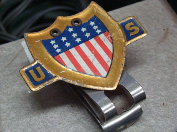 WWII Era ORIGINAL Acme License Plate Clip Flag Holder 