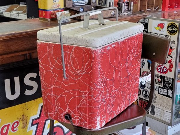 1960s Red & White Styrofoam Cooler Drain Cap