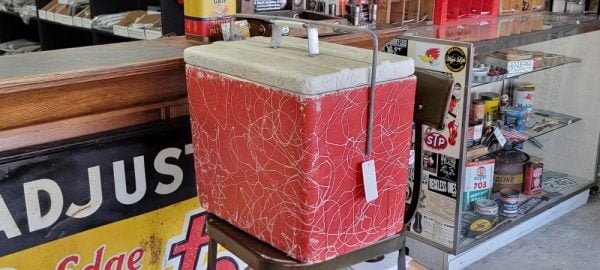 1960s Red & White Styrofoam Cooler Side 1