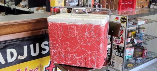 1960s Red & White Styrofoam Cooler Side 2