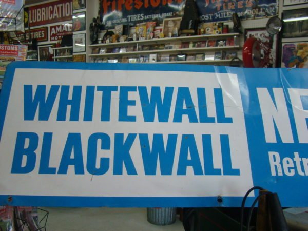 Whitewall/Blackwall New Treads Double-Sided Sign Left