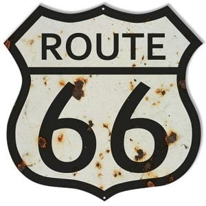 Route 66 Shield Aged Reproduction Sign