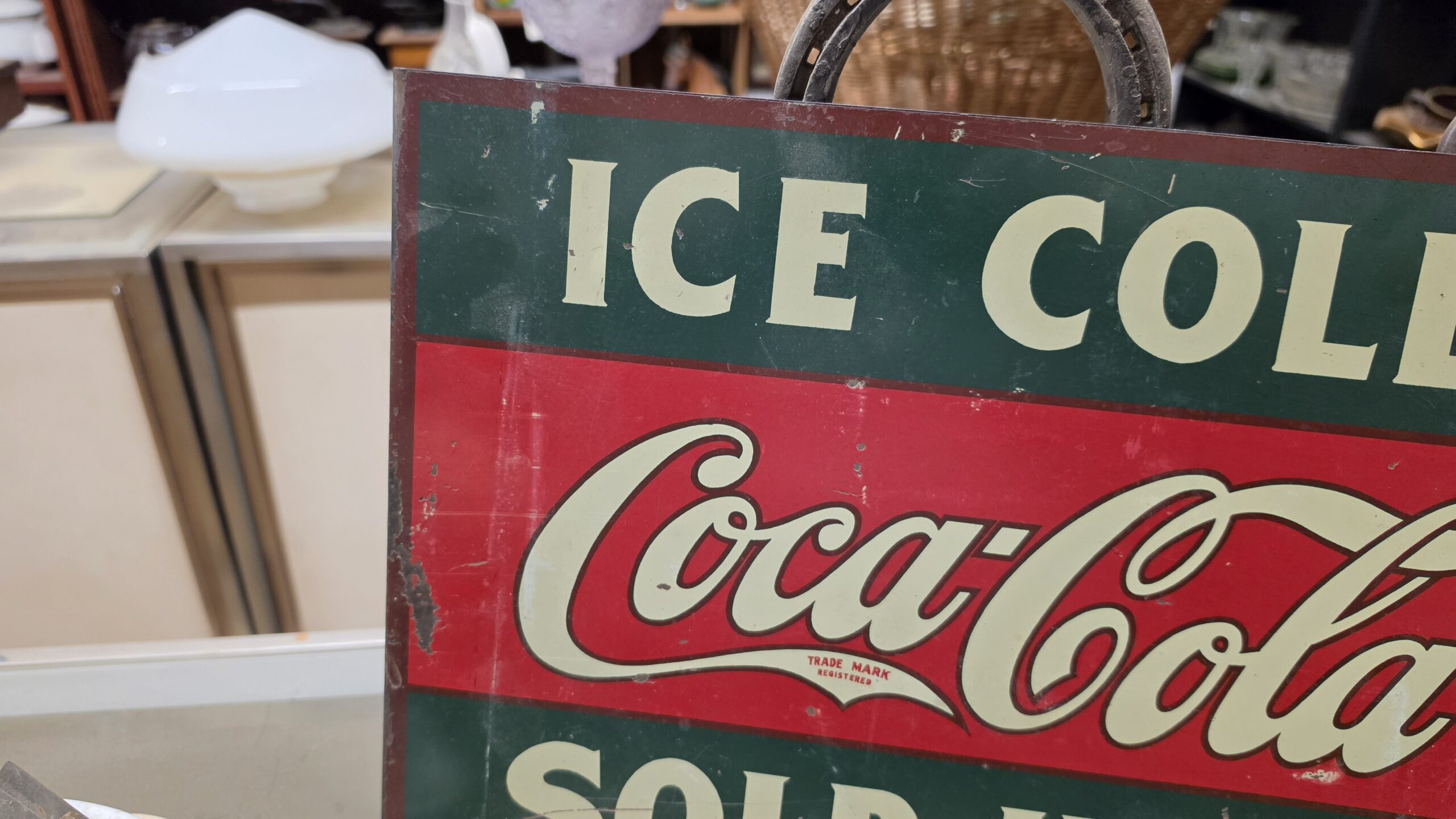Ice Cold Coca-Cola Sold Here Flange Sign Top Left