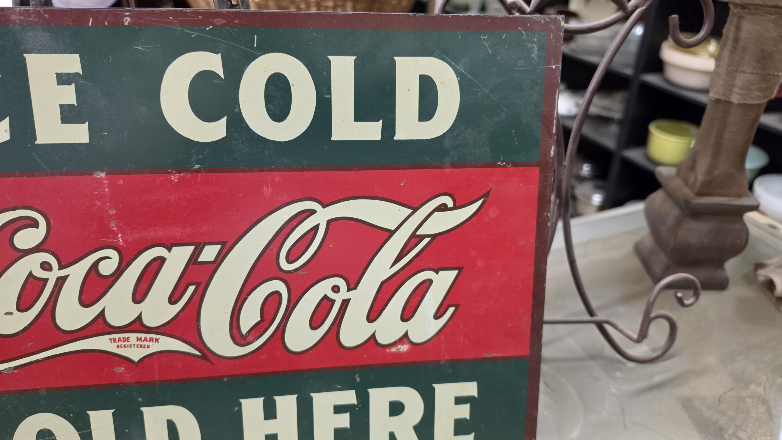 Ice Cold Coca-Cola Sold Here Flange Sign Top Right