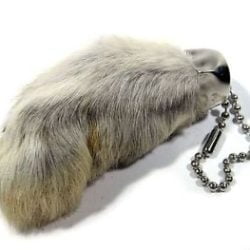 Rabbits Foot Key Chain White Natural