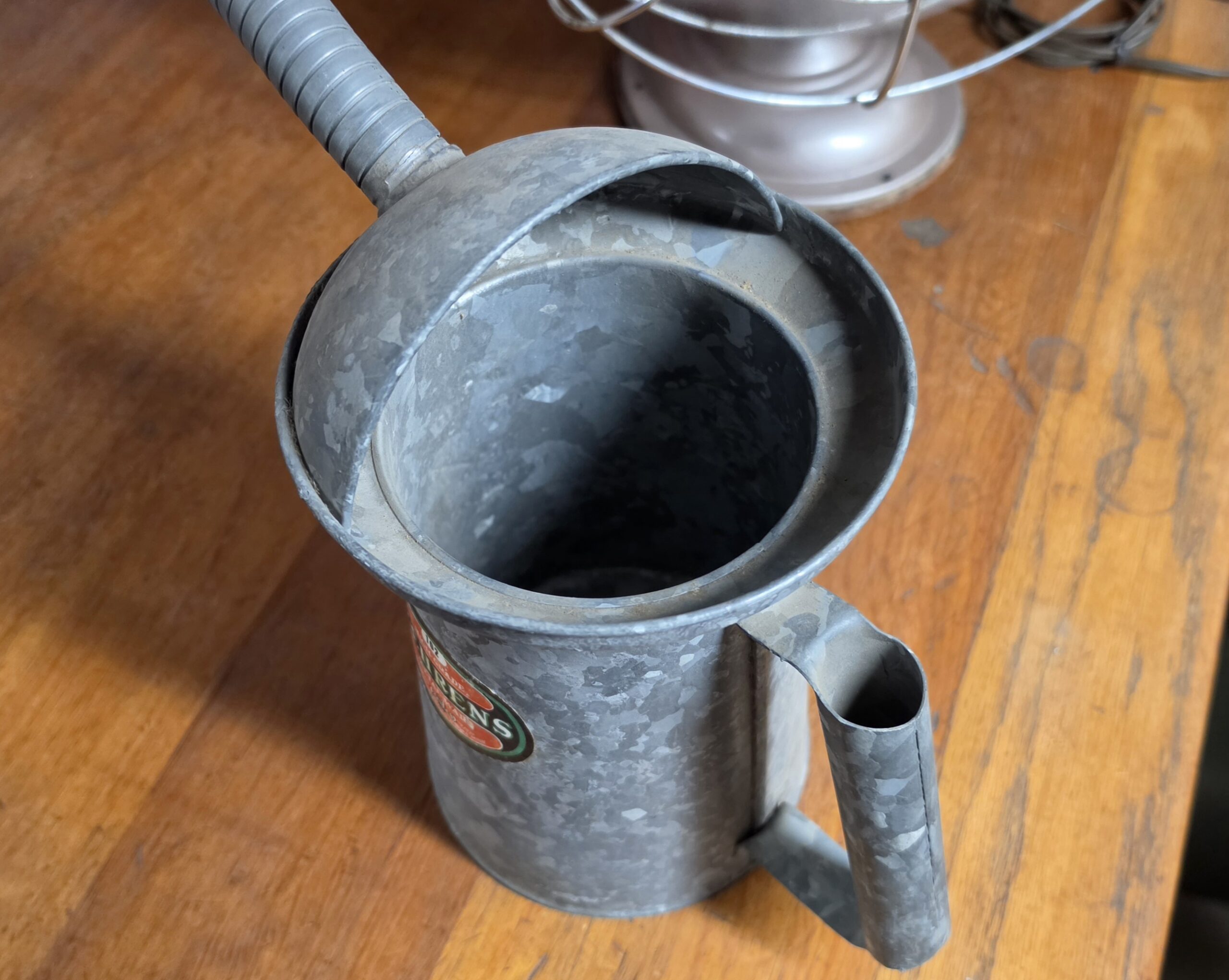 Behrens Galvanized Metal Oil Can Model 102 Inside