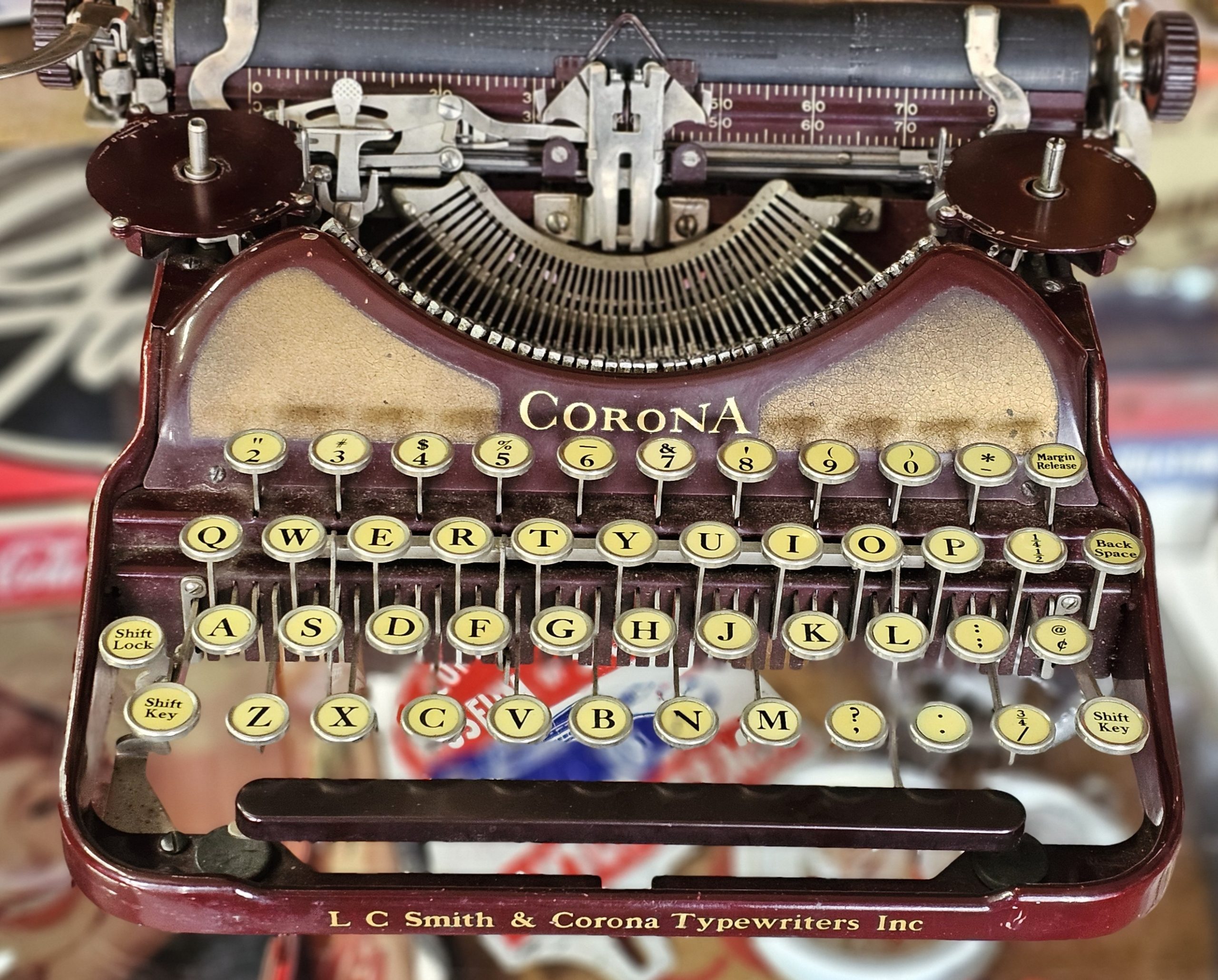 Corona Model 4 Typewriter Front Wording