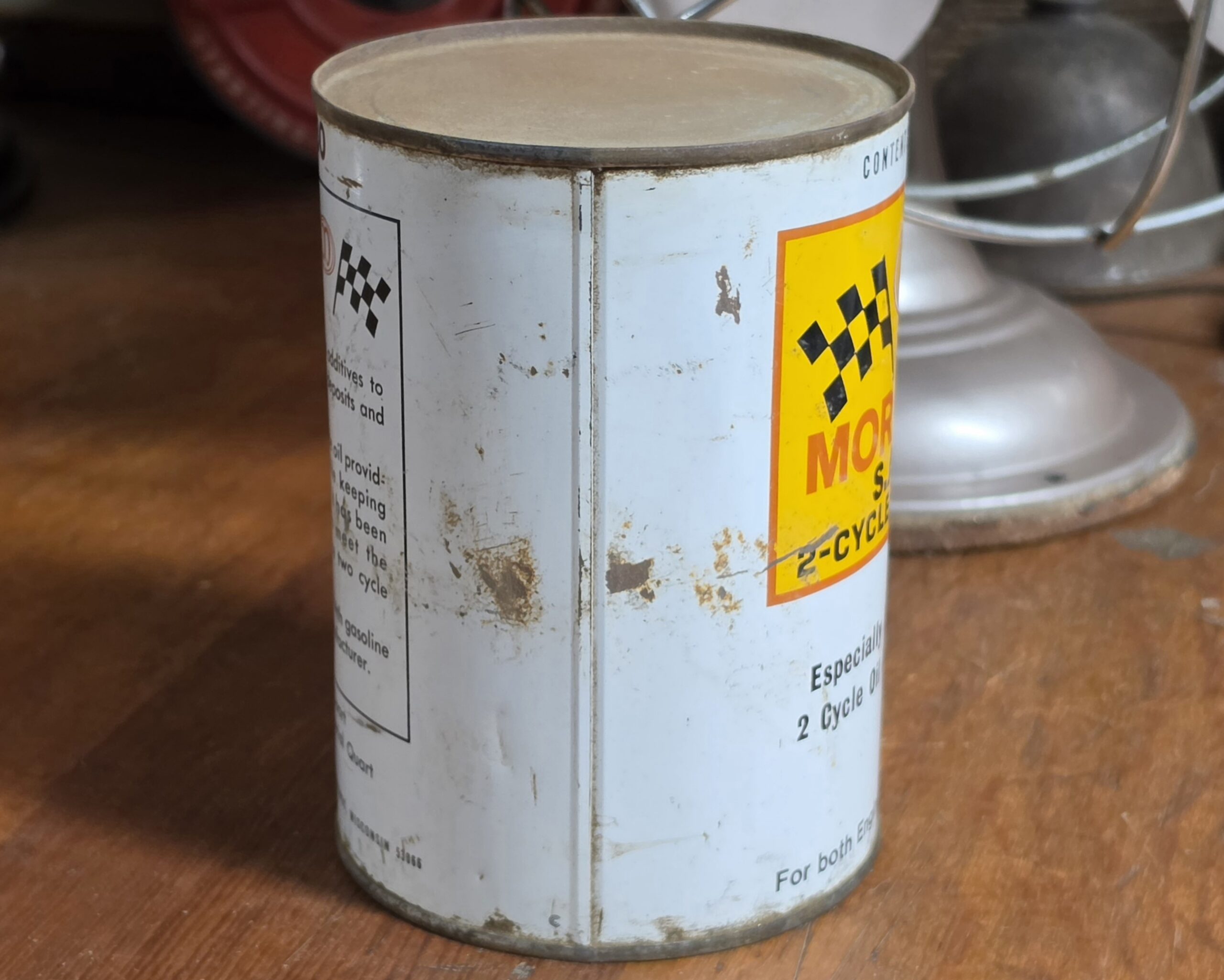 Moralube SAE 30 2-Cycle Engine Oil Can Left