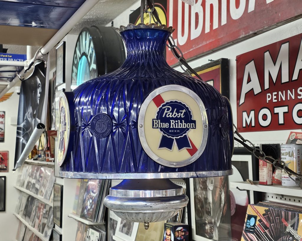 Pabst Blue Ribbon Beer Chandelier Lamp Hanging Good Shape