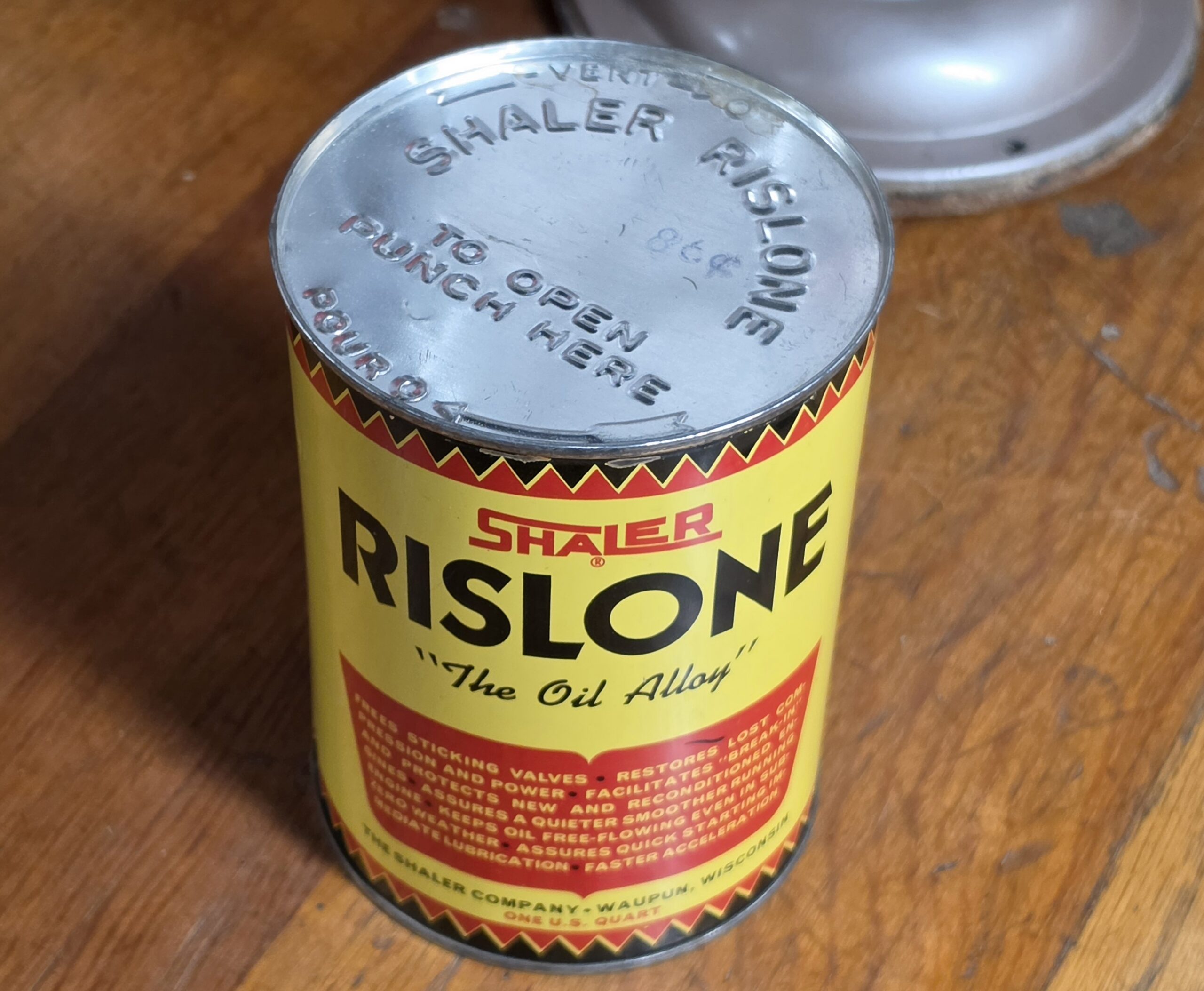Shaler Rislone Engine Additive, New Old Stock Embossed Top