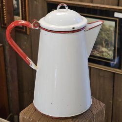 Red White Enamelware Coffee Pot